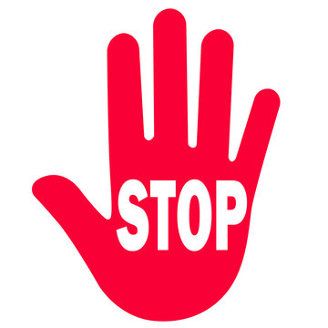 Rote Hand mit STOP Text