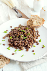 Green lentil on plate