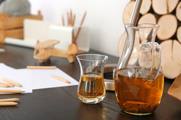 Workplace of creative person indoors