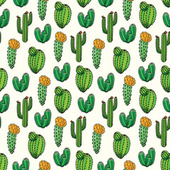 Cactus seamless pattern vector background