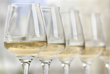 Glasses of white wine closeup