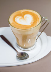 coffee latte art in coffee shop form of heart