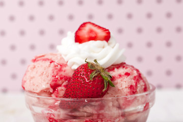 bowl of strawberry ice cream