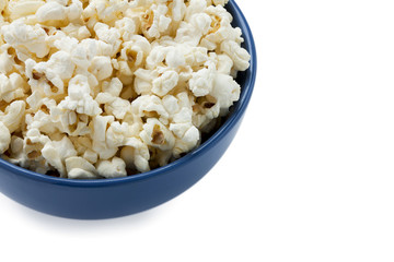 cropped image of a blue bowl with popcorn