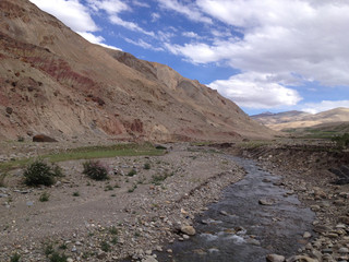 Beautiful panoramic landscape on the road (Leh - Manali highway) - Tibet, Leh district, Ladakh, Himalayas, Jammu and Kashmir, Northern India