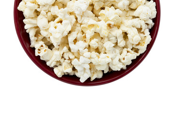 cropped image of a popcorn inside the red bowl