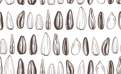 Seamless Sunflowers Seeds Background. Vector illustration.