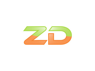 Green Orange shiny ZD letters