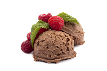 chocolate ice cream with raspberries