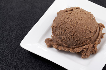 scoop of chocolate ice cream in a plate