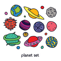 Cartoon Set Of Fictional Planets