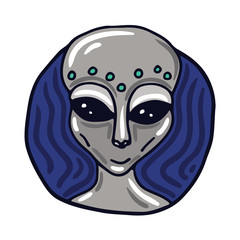 Roswell Greys Alien Cartoon Portrait