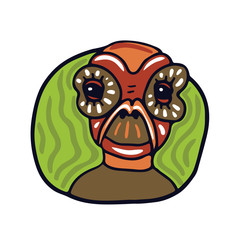 Brown Old Turtle Alien Cartoon Portrait