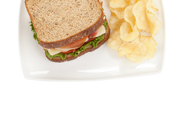 blt sandwich and potato chips
