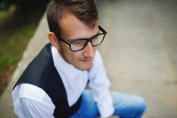 young hipster boy with glasses