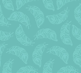 Ethnic seamless pattern with Feathers. Vector illustration