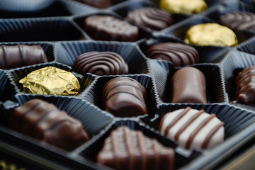 Close up of a box of chocolates