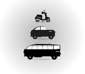 Black and white logos land transport motor