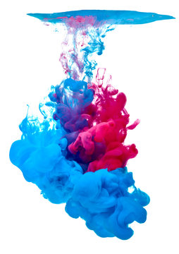 paint in water color liquid blue red