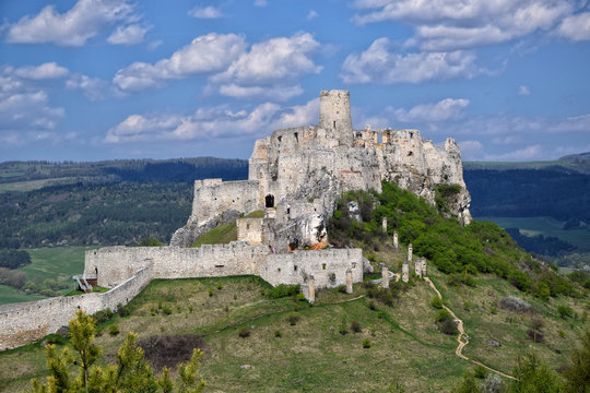 Ancient ruin of Spis Castle, Slovakia at summer sunshine day