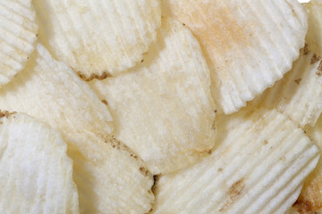 pile of potato chips close up