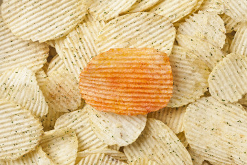 delicious potato chips with sour cream and onion flavor