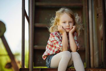 beautiful girl with long hair posing