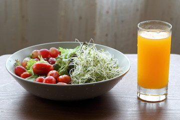 Fresh Raw Vegetables and Orange Juice, Healthy Diet Theme