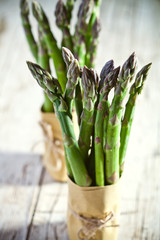 two bunches of fresh asparagus