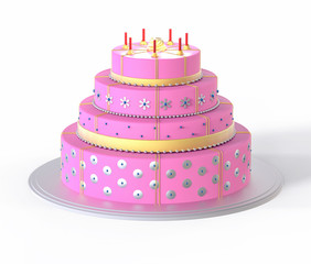 3d Isolated Pink Cake Illustration
