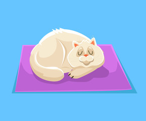 Sleeping cat. Vector flat cartoon illustration