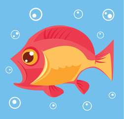 Small fish. Vector flat cartoon illustration