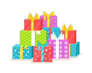Gift boxes set. Vector cartoon flat illustration