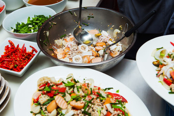 Spicy mixed seafood.delicious spicy seafood thai food