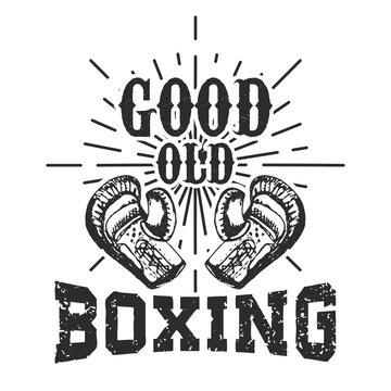 Good old boxing. T-shirt print template. Design elements for log