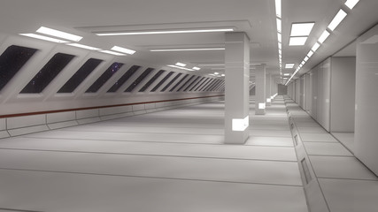 3d render. Futuristic spaceship interior