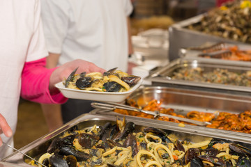 Serving Portion of Calamari and Clam Seafood Dish