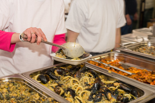 Serving Portion of Calamari and Clam Seafood Dish