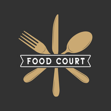 Vintage restaurant or food court logo, badge and emblem 