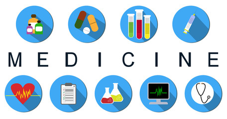 Set of flat medicine icons