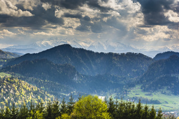 Clouds and mountains.