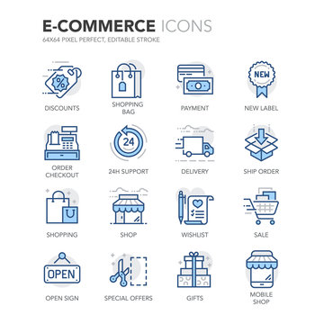 Blue Line E-Commerce Icons