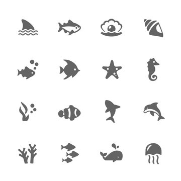Simple Marine Life Icons 