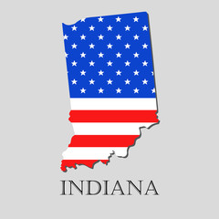 Map State of Indiana in American Flag - vector illustration.