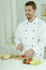 Man cooking in kitchen