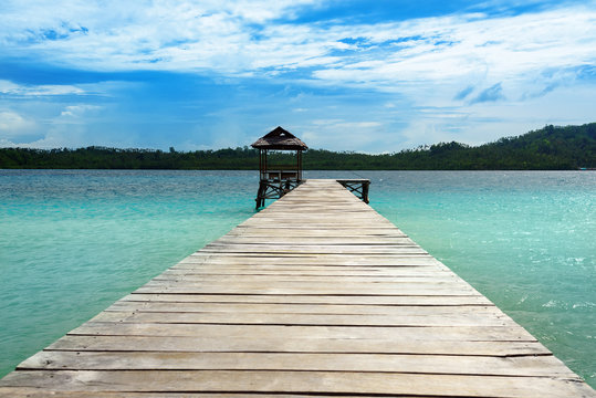 Wooden Dock on Togean Islands. Indonesia.