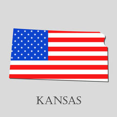 Map State of Kansas in American Flag - vector illustration.