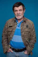 an elderly man with a beard, a mustache