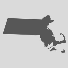 Black map state Massachusetts - vector illustration. - obrazy, fototapety, plakaty