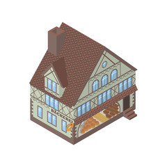Isometric vector illustration of Tudor style house, eps10